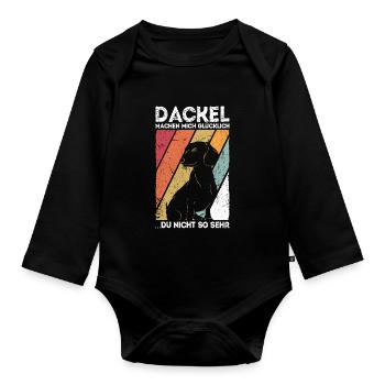 Dackel machen mich Glücklich Dackel Dachshund Spru - Baby Bio-Langarm-Body - Schwarz - Vorne