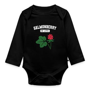 salmonberry is life - Baby Bio-Langarm-Body - Schwarz - Vorne