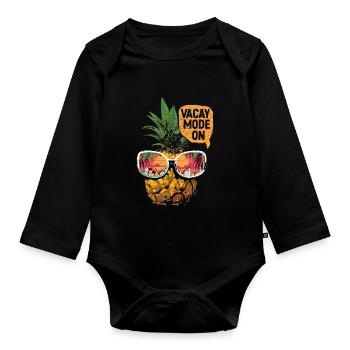 Sommerurlaub Ferien Urlaub - Baby Bio-Langarm-Body - Schwarz - Vorne