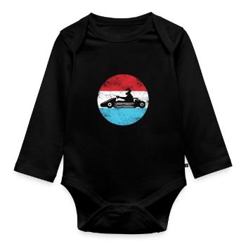 Go Kart Fahrer - Kartfahrer Wettrennen - Baby Bio-Langarm-Body - Schwarz - Vorne