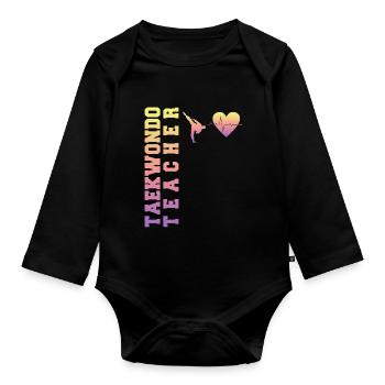 TKD Korean Martial Arts Tae Kwon - Baby Bio-Langarm-Body - Schwarz - Vorne