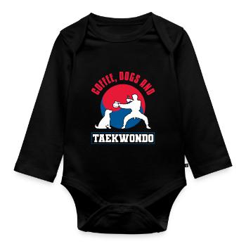 TKD Korean Martial Arts Tae Kwon - Baby Bio-Langarm-Body - Schwarz - Vorne