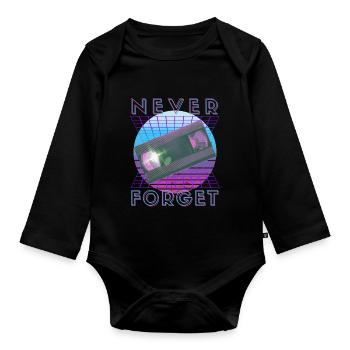 Never Forget Retro 80s 90s Nostalgia - Organic Longsleeve Baby Bodysuit - black - Front