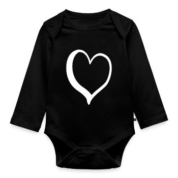 Cœur Noble Blanc - Body Bébé bio manches longues - noir - Devant