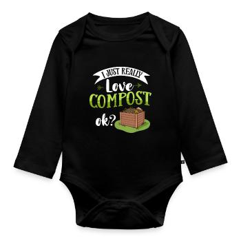 Composting Compost Worm Waste - Organic Longsleeve Baby Bodysuit - black - Front