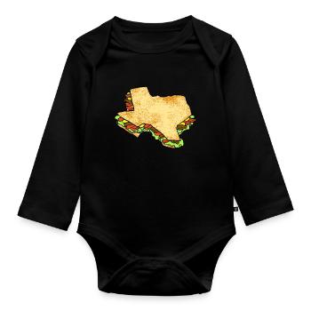 Fajita Map Design for lovers of Texas - Organic Longsleeve Baby Bodysuit - black - Front