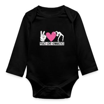 Peace Love Gymnastics Funny Rhythmische Sport - Baby Bio-Langarm-Body - Schwarz - Vorne