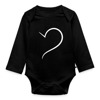 Noble White Half Heart - Organic Longsleeve Baby Bodysuit - black - Front