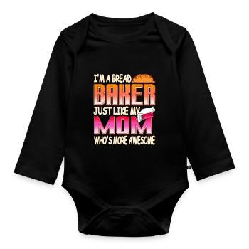 Je suis boulanger, tout comme ma mère - Body Bébé bio manches longues - noir - Devant