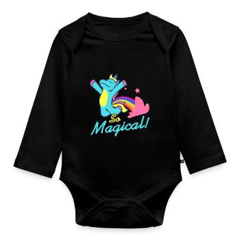 Si magique l unicorn pet pet rainbow pet - Body Bébé bio manches longues - noir - Devant