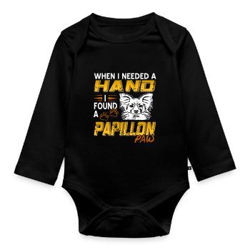 Quand j’ai eu besoin d’une main, j’ai trouvé un papillon - Body Bébé bio manches longues - noir - Devant