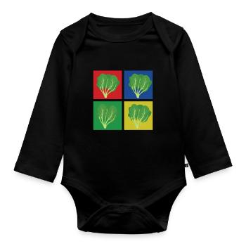Spinach Shirt - Organic Longsleeve Baby Bodysuit - black - Front