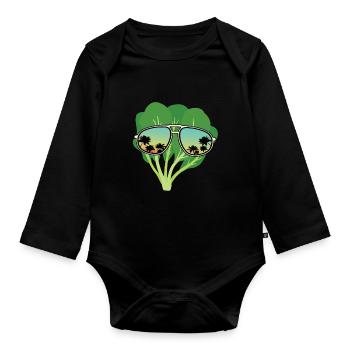 Spinach Sunglasses - Organic Longsleeve Baby Bodysuit - black - Front