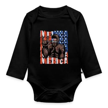 Bigfoot Independence Day Amérique États-Unis - Body Bébé bio manches longues - noir - Devant