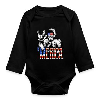 Bigfoot Independence Day Amérique États-Unis - Body Bébé bio manches longues - noir - Devant