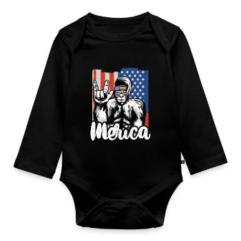 Bigfoot Independence Day Amérique États-Unis - Body Bébé bio manches longues - noir - Devant