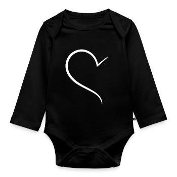 Noble Half White Heart - Organic Longsleeve Baby Bodysuit - black - Front
