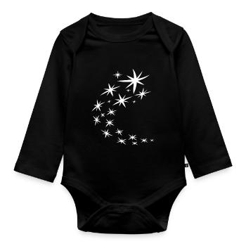 Weisses Sternenbogen Design - Baby Bio-Langarm-Body - Schwarz - Vorne
