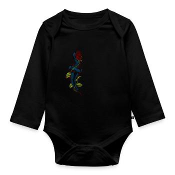 Poignard sanglant vintage à la rose - Body Bébé bio manches longues - noir - Devant