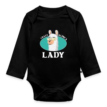 Crazy Alpaca Lady Alpacas - Organic Longsleeve Baby Bodysuit - black - Front