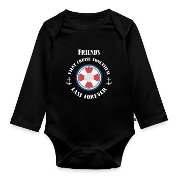 Cruise with friends Cruise ship - Organic Longsleeve Baby Bodysuit - black - Front