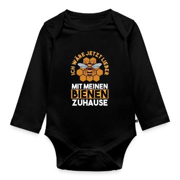 Imker Honig Bienen - Baby Bio-Langarm-Body - Schwarz - Vorne