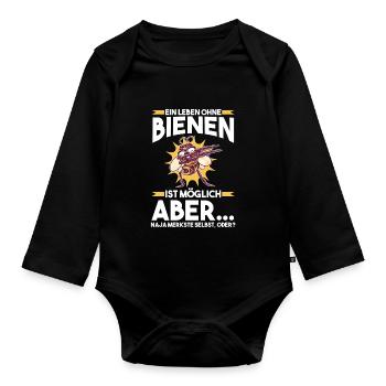 Imker Imkerei Biene Bienen - Baby Bio-Langarm-Body - Schwarz - Vorne