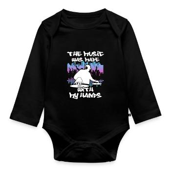 DJ Gift Music Disc Jockey Disco Techno Rave - Organic Longsleeve Baby Bodysuit - black - Front