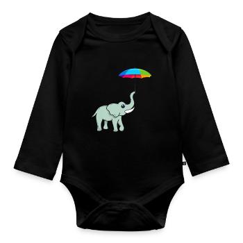 Cadeau d’éléphant pour Proboscis Africa Wilderness Zoo - Body Bébé bio manches longues - noir - Devant