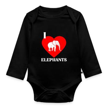 Éléphant - Body Bébé bio manches longues - noir - Devant