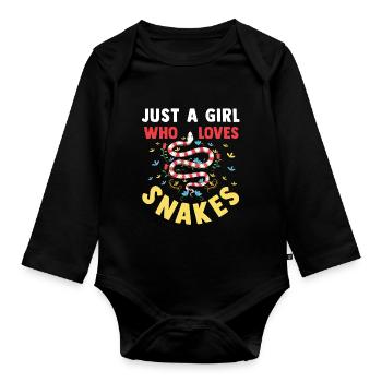 Snake - Organic Longsleeve Baby Bodysuit - black - Front