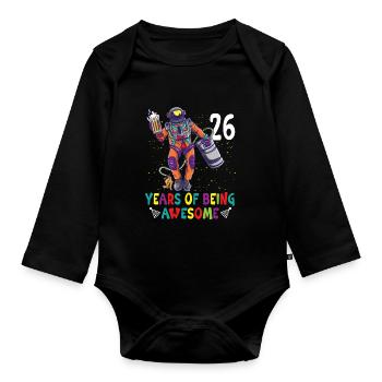 26e anniversaire Astronaute Astronomie Système solaire - Body Bébé bio manches longues - noir - Devant