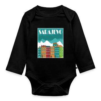 Sarajevo Landscape Vintage Art - Organic Longsleeve Baby Bodysuit - black - Front