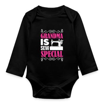 Grand-mère est cousue spéciale machine à coudre Tricot qui - Body Bébé bio manches longues - noir - Devant