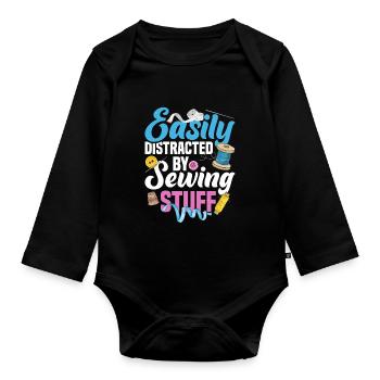 Buttons For Sewing Machine Needle Quilting Yarn Th - Organic Longsleeve Baby Bodysuit - black - Front