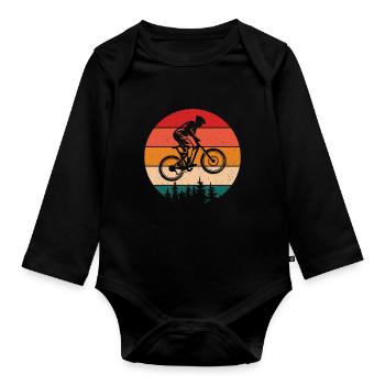 Retro Mountain Biker Uphill - Baby Bio-Langarm-Body - Schwarz - Vorne