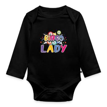 Bingo Card Game Grandma Bingo Player Bingo Cards - Organic Longsleeve Baby Bodysuit - black - Front