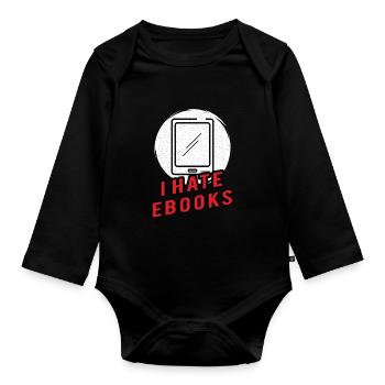 Buchleser Leseliteratur Bücherwurm Geschenkidee - Baby Bio-Langarm-Body - Schwarz - Vorne