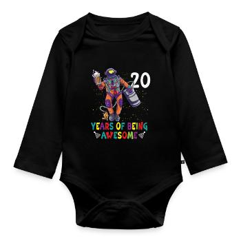 20th Birthday Astronaut Astronomy Solar System - Baby Bio-Langarm-Body - Schwarz - Vorne