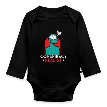 Théories du complot Théoricien du complot Franc-maçon - Body Bébé bio manches longues - noir - Devant