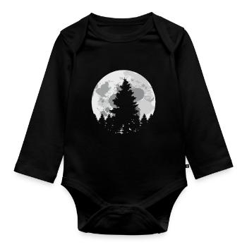Camping Motorhome | Hikers | Full moon and - Organic Longsleeve Baby Bodysuit - black - Front