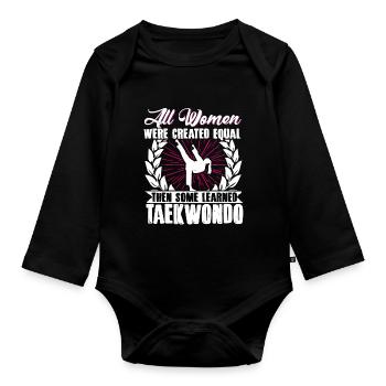 TKD Korean Martial Arts Tae Kwon - Baby Bio-Langarm-Body - Schwarz - Vorne