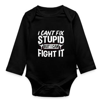 TKD Korean Martial Arts Tae Kwon - Baby Bio-Langarm-Body - Schwarz - Vorne