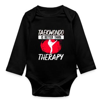 TKD Korean Martial Arts Tae Kwon - Baby Bio-Langarm-Body - Schwarz - Vorne