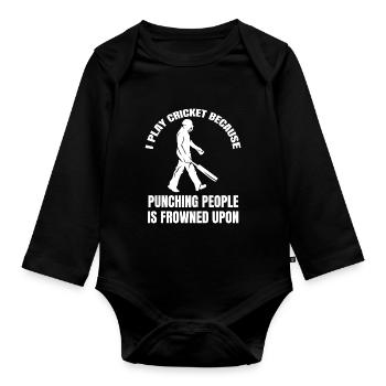 Cricket Saying Cricket Fan Team Cricket Gift - Organic Longsleeve Baby Bodysuit - black - Front