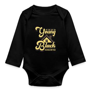 Young Black Homeowner Hausbesitzer Hausbau Bauherr - Baby Bio-Langarm-Body - Schwarz - Vorne