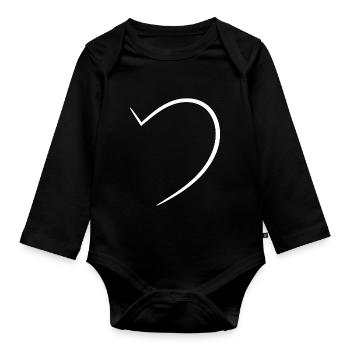Noble Half White Heart - Organic Longsleeve Baby Bodysuit - black - Front