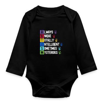 Immer einzigartig Totally Intelligent Manchmal - - Baby Bio-Langarm-Body - Schwarz - Vorne