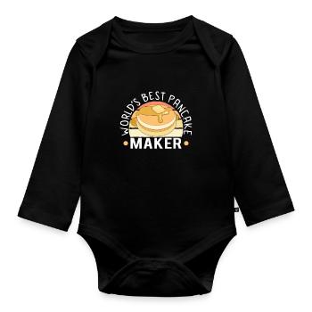 Pancake Maker Pancake Lover Drôle de gaufre - Body Bébé bio manches longues - noir - Devant