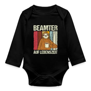 Beamter auf Lebenszeit - Beamter Kaffee Job Gesche - Baby Bio-Langarm-Body - Schwarz - Vorne